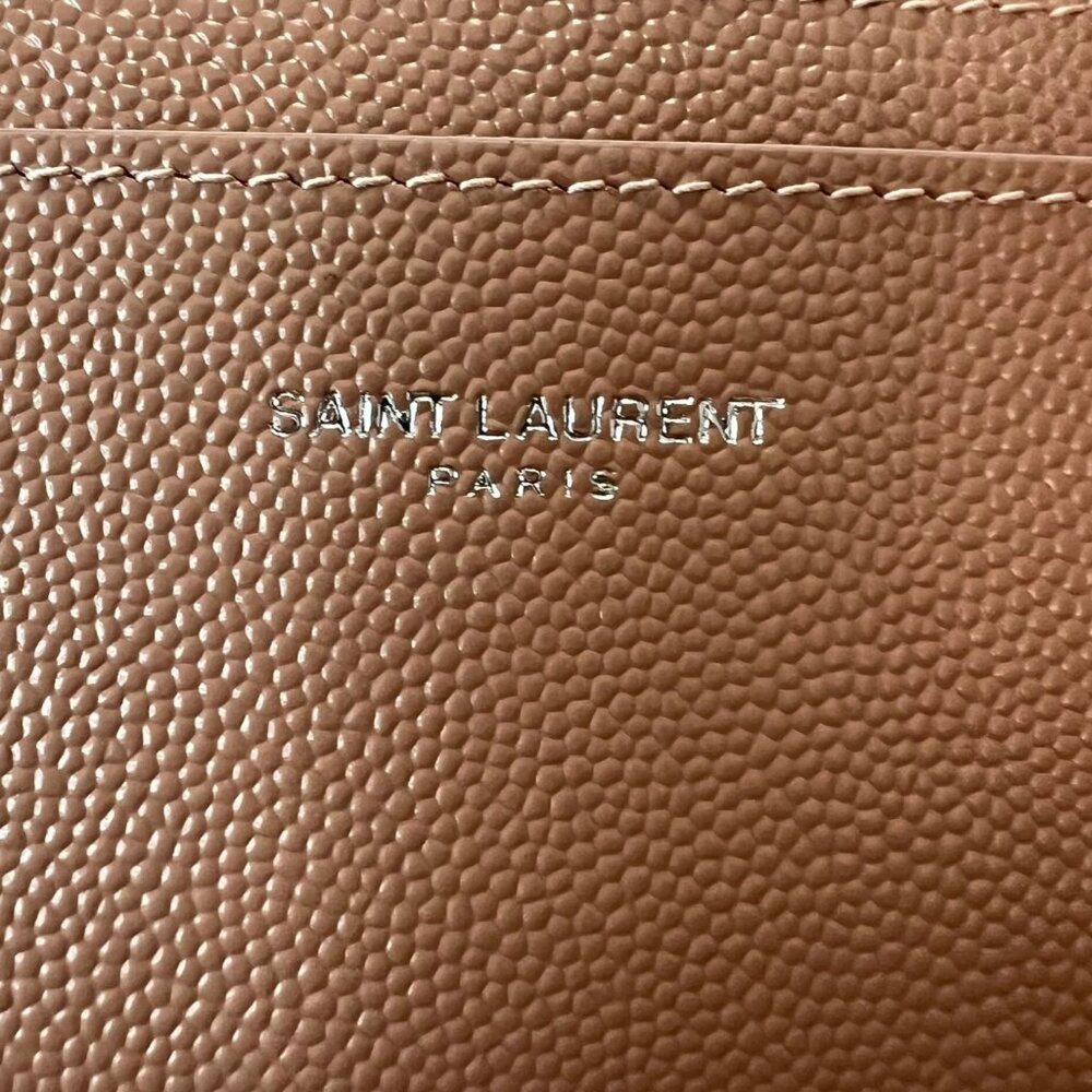 Saint Laurent Pebbled Leather Logo Card Case Blush - Picture 7 of 12